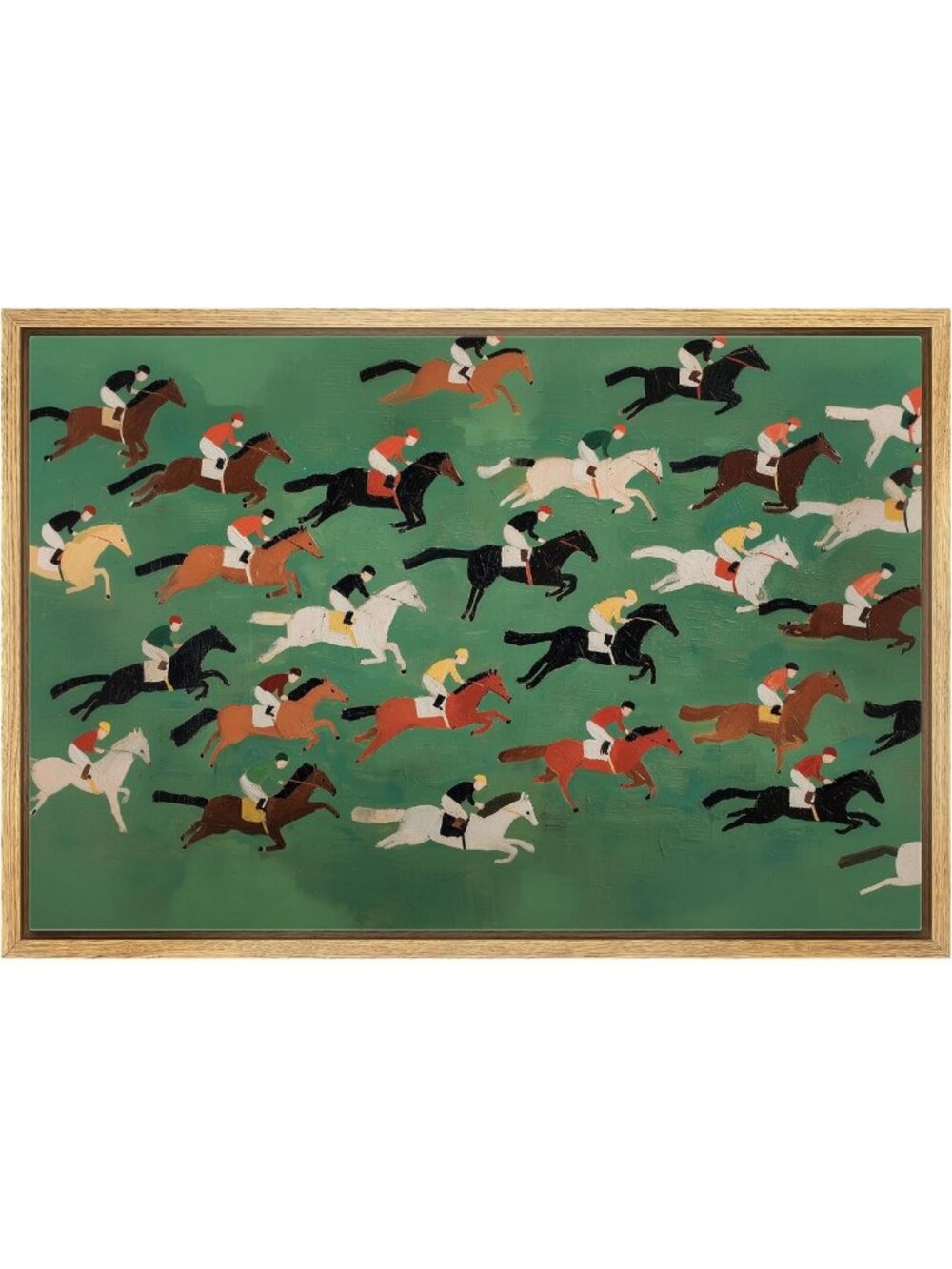 Colorful Horse Racing Canvas Wall Art - Fine Art Decor for Farmhouse Bedroom